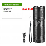 Suure v&otilde;imsusega ABS taskulamp valge laseriga taskulamp sisseehitatud akuga Type-C laadimine taktikaline taskulamp multifunktsionaalne h&auml;daabilamp