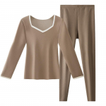 Juneimu Naiste Nahast Termopesu Komplekt - Slim, Soe, Nahas&otilde;bralik S&uuml;gisene &Uuml;lemine ja Alumine Osa Pl&uuml;&uuml;sist Voodriga 2XL must