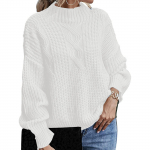 Naiste avara ja mugava kaelusega kampsun, &uuml;hev&auml;rviline kootud pikkade varrukatega sviiter L must