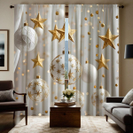 2 tk komplekt HD j&otilde;ulude atmosf&auml;&auml;r T&auml;he tilk pall dekoratiivkardin Valge lips digitaalselt tr&uuml;kitud kardin Kodu kaunistamise stiil Deko W52H63inchW132H160cm