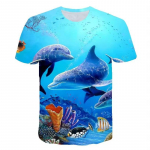 Suvine Dolphin Fish 3D Prindiga T-s&auml;rgid Meeste Naiste L&uuml;hikeste varrukatega T-s&auml;rk Suurem&otilde;&otilde;tmeline Harajuku Tees Pealisr&otilde;ivad S