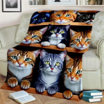 Soe ja hubane armas kassi mustriga flanelltekk diivanile, voodile, diivanile, kontorisse - pehme ja rahustav digitaaltr&uuml;kiga visketekk 30x40in