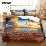 Ranniku&auml;&auml;rne Ranna Voodipesukomplekt Tekikottide Komplekt 3d Voodipesu Digitaaltr&uuml;kk Voodipesu Queen Size Voodipesukomplektid Moedisain EU single(135x200cm)