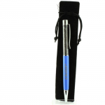 Pierres et Min&eacute;raux. Stylo min&eacute;raux H&eacute;matite d'Allevard, Is&egrave;re, France. Couleur Bleu.