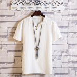 Hiina stiilis linane meeste suvine l&uuml;hikeste varrukatega T-s&auml;rk lahtine suur vabaaja T-s&auml;rk XXXXXL valge