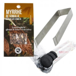 R&eacute;sine de Myrrhe de Somalie &agrave; br&ucirc;ler + pince et rouleau de charbons