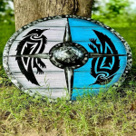 Keskaegne viikingikilp Valhallast inspireeritud varesviikingikilp Lahinguks valmis kilp Viikingite Cosplay kilp Seinakujunduseks 45.72 cm