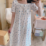 Seksikas naiste &ouml;&ouml;r&otilde;ivas kleit l&uuml;hikeste varrukatega pits pits t&uuml;druku &ouml;&ouml;s&auml;rk Lilledega puhkeriided kooli magamisriided &ouml;ine seksikleit printsess XXL sinine