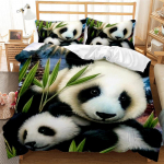 Panda Tiger voodipesukomplekt 3D-prinditud loomade tekikott, kaheinimesevoodi, kaheinimesevoodi, kuninganna kaheinimesevoodiga, kaheinimesevoodiga voodipesu padjap&uuml;&uuml;r 140x200cm 3pcs