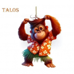 Orangutani ripats-tahavaatepeegli kaunistus kaelarihmaga, kergesti riputatav, 2D loomadega rippuv dekoratsioon auto interj&ouml;&ouml;ri kaunistuseks oranž