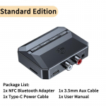 NFC Bluetooth 5.3 helivastuv&otilde;tja RCA 3,5 mm AUX juhtmevaba USB-adapter mikrofoni toega U-ketta/TF-kaardi m&auml;ngimiseks autokomplekti k&otilde;lari jaoks Standard Edition