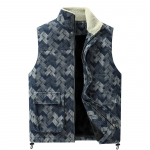 2XL-9XL Vabaaja meeste vest, s&uuml;gis ja talv, paks karvane krae ja kamisooliga, meeste keskealiste soe teksariidest &uuml;le suurusega jakk 9XL sinine