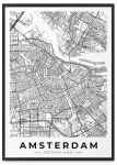 Plakat mapa plan miasta Amsterdam black frame, frame, poster frame 21x30 cm