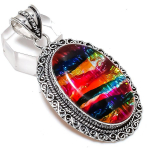 Natural Ammolite Gemstone 925 Sterling Silver Jewelry Pendant 2.40 j0f88