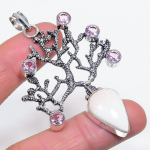 Natural Scolecite, Kunzite 925 Sterling Silver Jewelry Pendant 2.84 e4r35