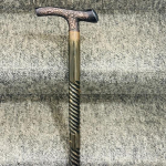 93.98 cm Solid Brass Curved Handle Walking Stick Foldable Cane Design