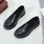 Korea paar Suurbritannia stiilis slip-on mokassiinid: Suur suurus, lai liist, klassikalised kolledži stiilis nahast kingad Female 36 must