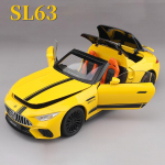 Uus 1:22 Benz SL63 Mudel M&auml;nguauto Sulamist Valatud Valgus Heli Tagasit&otilde;mbamine Uksed Avanevad Kabriolett Sportautode Mudelite Kollektsioon Kingitused kollane