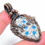 Natural K2 Azurite Gemstone Handmade Copper Wire Wrap Gift Pendant 2.36 i4w75