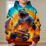 Kevad-s&uuml;gis poiste kapuutsiga Pullover 3D dinosauruste prindiga Mood T&auml;nav pimestav lahedad laster&otilde;ivad vabaaja pikkade varrukatega kapuutsiga topsid 120CM