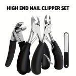 4-piece toenail clipper set - wide mouth, oversized opening, professional sharp curved blade, long handle, easy to use, safe and convenient 4-Piece Nail Scissors
