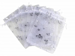 25 t&uuml;kki 3 suurust Kuumtempliga liblikakotid Ehted Kinkekotid Kommikotid Pingutusn&ouml;&ouml;rid Pulmakinkekotid Kuumtempliga marli kotid Organza kotid V&uuml;rtsikotid 7x9cm valge