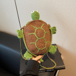 2025 s&uuml;gis-talv uus kott ema-lapse multifilm kilpkonn valmistoode k&auml;sitsi heegeldatud mobiilikott villast kootud &otilde;lakott roheline