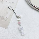 Kawaii flokeeriva kassi ripatsiga telefonipael Y2K armas vibu kassipoega telefonikett Korea mobiiltelefoni amulet V&otilde;tmepael t&uuml;drukutele kingitused valge