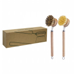 Solid Wood Long Handle Dish Brush with Soft Bristles - Scratch-Free, Non-Stick Oil Horsehair Pan Brush with Gift Box