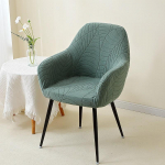 K&otilde;verdatud s&ouml;&ouml;gitooli kate, k&otilde;rgekvaliteediline leht-žakaarmustriga meigitooli kate, elastne k&otilde;ik-h&otilde;lmav universaalne k&otilde;rge k&auml;etugedega toolikate high armrest chair cover helehall v&auml;rv