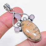Natural Picture Jasper, Chalcedony 925 Sterling Silver Pendant 2.32 o5c81