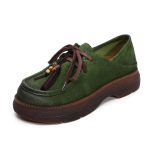 Johnature Ehtne Nahk Tuttidega Naiste Kingad Retro Paks Tald Paeltega Veisenahast Keskmise Kontsaga Kingad 39 roheline