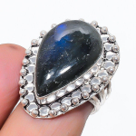 Natural Labradorite Gemstone 925 Sterling Silver Jewelry Ring Size 7.5 o4c95