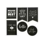 Sticker Scrapbooking et cadeau noir et blanc 12 pi&egrave;ces