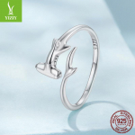 K&uuml;lma Tuule Haikala Avatud S&otilde;rmus Meestele Ja Naistele S925 Sterling H&otilde;be Haikala S&otilde;rmus Ehted Opening adjustable