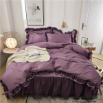 Luksuslikud Mustad Printsessi Voodipesukomplektid Kawaii Voodiseelik Lina Padjap&uuml;&uuml;r Moodne T&uuml;druk Tekikott 4 Osa Kodu Kaunistus Skirt Bed Sheet&for 1.8m bed 4pcs lilla