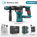 YOFIDRA 26MM Harjadeta Elektripuurvasar L&ouml;&ouml;kpuur Multifunktsionaalne Juhtmeta Kruvikeeraja P&ouml;&ouml;rlev T&ouml;&ouml;riist Makita 18V Aku jaoks 2Battery-10Pcs set