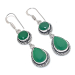 Natural Skota Emerald Gemstone Handmade 925 Sterling Silver Earring 2.17 b6o18