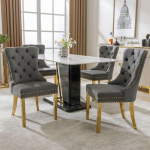 S&ouml;&ouml;gilauatoolid - MUVOE - Hall/Kuldne - Samet - Komplekt 4 tk - Stiilne Elegants hall