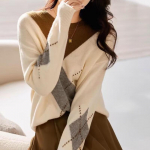 Firstview Women's Color-Block Knit Sweater L