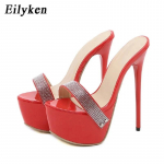 Eilyken Suvine Ekstreemne Platvorm K&otilde;rge Kontsaga Sussid Naiste Paksud Daamide L&uuml;hikesed Slingback Peep-toe Muulad Slaidid Kingad Suurus 42 35