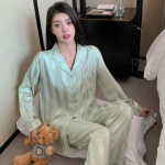 Pajamaid Naiste Satiinist Pikkade Varrukatega Pajamaad Pajamaade &Uuml;likond Lilleprindiga K&otilde;rgekvaliteediline J&auml;&auml;siid Saab Kanda V&auml;ljas Koduriietus Pajamaad M