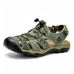 Suured suvised meeste rannasandaalid Rooma stiilis ehtsast nahast meeste sandaalid 48 roheline