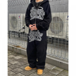 Y2k Harajuku t&auml;navamood Meeste Retro T&otilde;mblukuga Huppar Hip Hop Mood Tr&uuml;kitud Vabaaja Paarispordip&uuml;ksid S