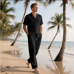 Meeste Vabaaja Kaheosalised Komplektid Ranna Vintage P&otilde;hilised S&auml;rgid P&uuml;ksid &Uuml;hev&auml;rvilised Vabaaja &Uuml;likond Mehelik Hawaii Treening&uuml;likonna Komplekt S must