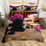 Zen Stones Tekikott Roheline Bambusest Purskkaev Voodipesukomplekt, &Uuml;heinimese Kuningas, Spa Stiilis Magamiskoti Kate Looduslik Meditatsiooni Tekikate EU Single(135x200cm)