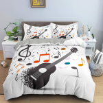 Muusika voodipesukomplekt &Uuml;heinimese/Kuninganna Muusikalised Noodid Tekikate Lastele Teismelistele T&uuml;drukutele Poistele Magamistoa Kaunistus Klaveriklahvistik Tekikate 150*200cm 3pcs