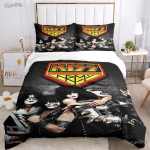 Muusika K-Kiss-B&auml;ndi Paariline Aastaringselt Tekikott Tekk Voodipesukomplektid Pehme Tekikate Ja Padjap&uuml;&uuml;rid &Uuml;he-/Kahekohaline/Queen/King EU Single(135*200cm)3pcs