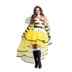Bee Cosplay kost&uuml;&uuml;m tiibade antennidega Kuninganna mesilase Halloweeni peokost&uuml;&uuml;m rollim&auml;ngu kost&uuml;&uuml;m Lillekaunistusega hajutatud koogi&auml;&auml;rega kleit M