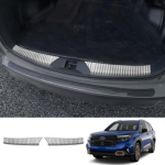 For Subaru Forester 2024 2025 2026 steel Built-in Rear Bumper Protector door Sill Trunk Threshold Tread Plate Trim Accessories steel silver A black